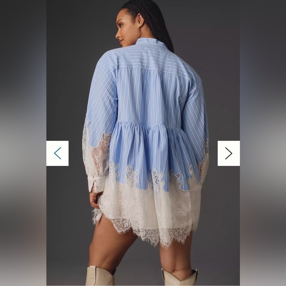 Anthropologie Maeve V-Neck Ombre Lace Mini Shirt Dress NWOT - Picture 4 of 17